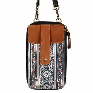 Vaan & Co. Blues Prism Upcycled Leather Crossbody Cellphone Wallet